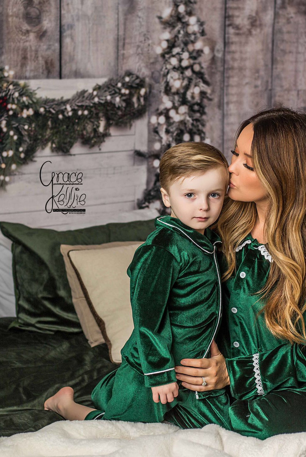 Boys Luxury Green Velvet Pyjamas - Pretty personal gifting