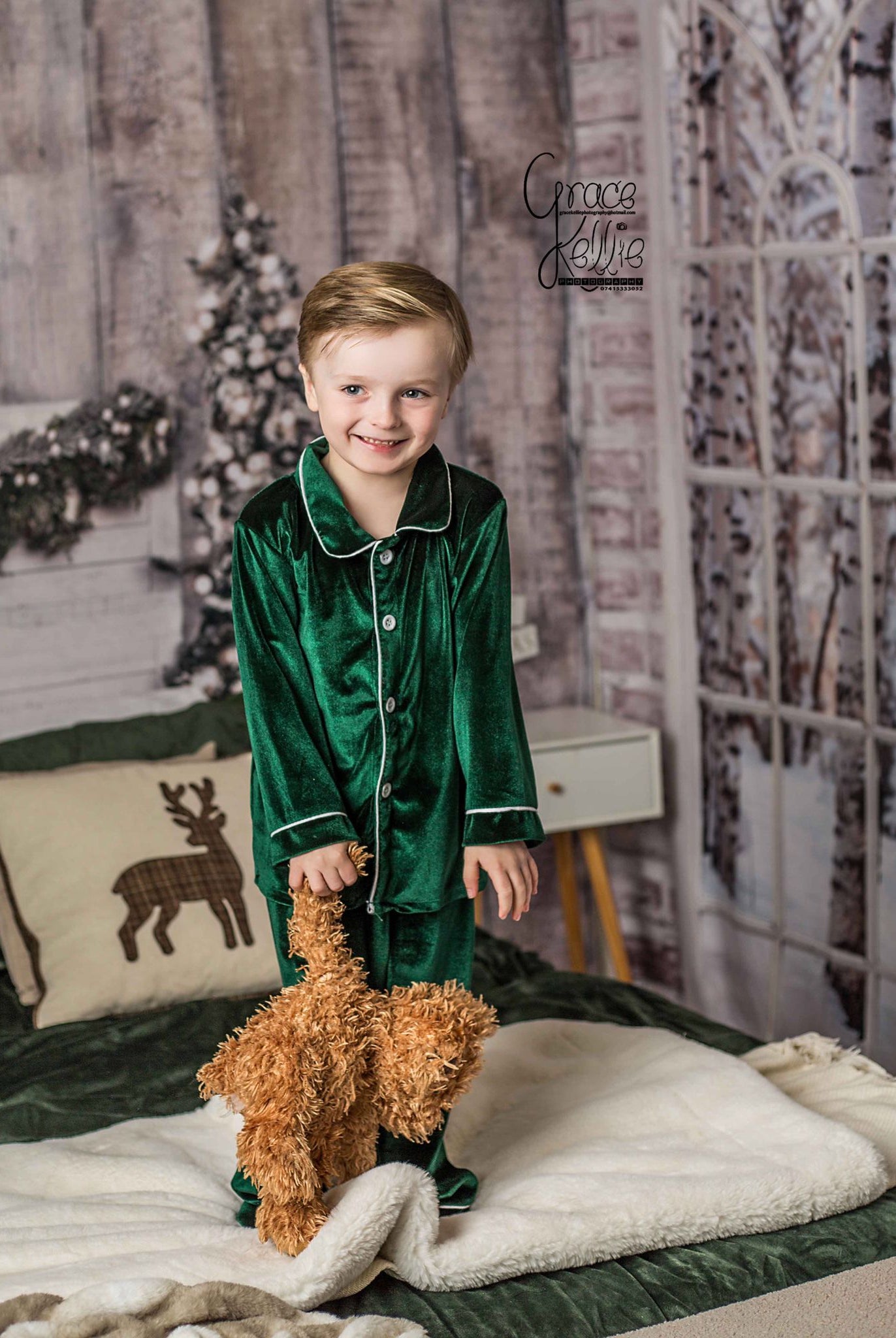 Boys Luxury Green Velvet Pyjamas - Pretty personal gifting