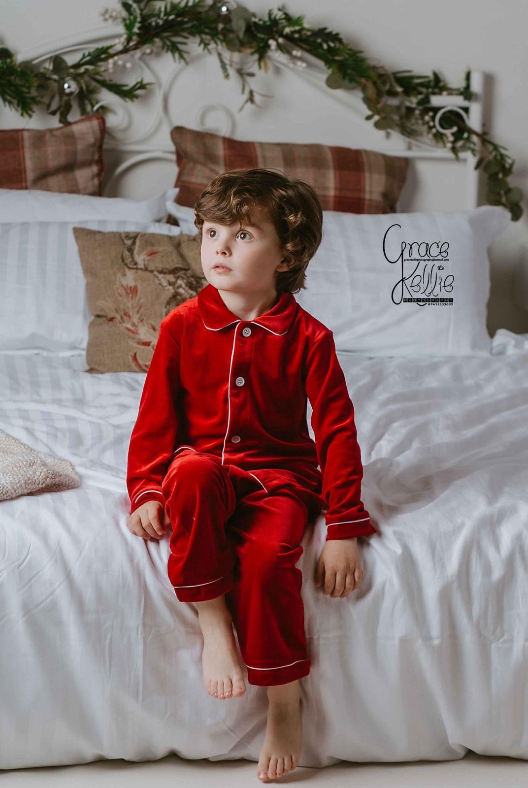 Boys Luxury Red Velvet Pyjamas - Pretty personal gifting