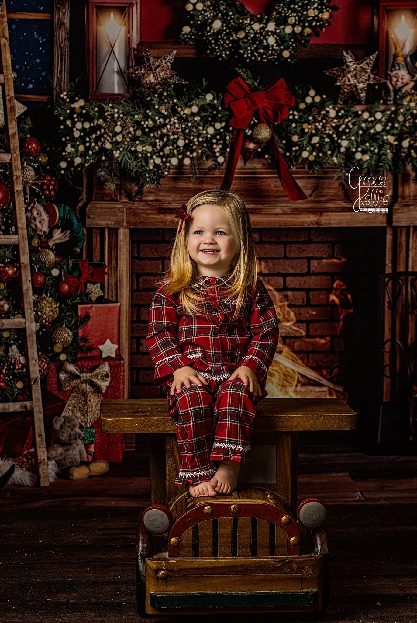 Girls Traditional Tartan Red Frill Pyjamas - Pretty personal gifting
