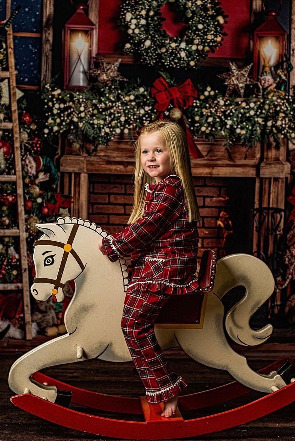 Girls Traditional Tartan Red Frill Pyjamas - Pretty personal gifting