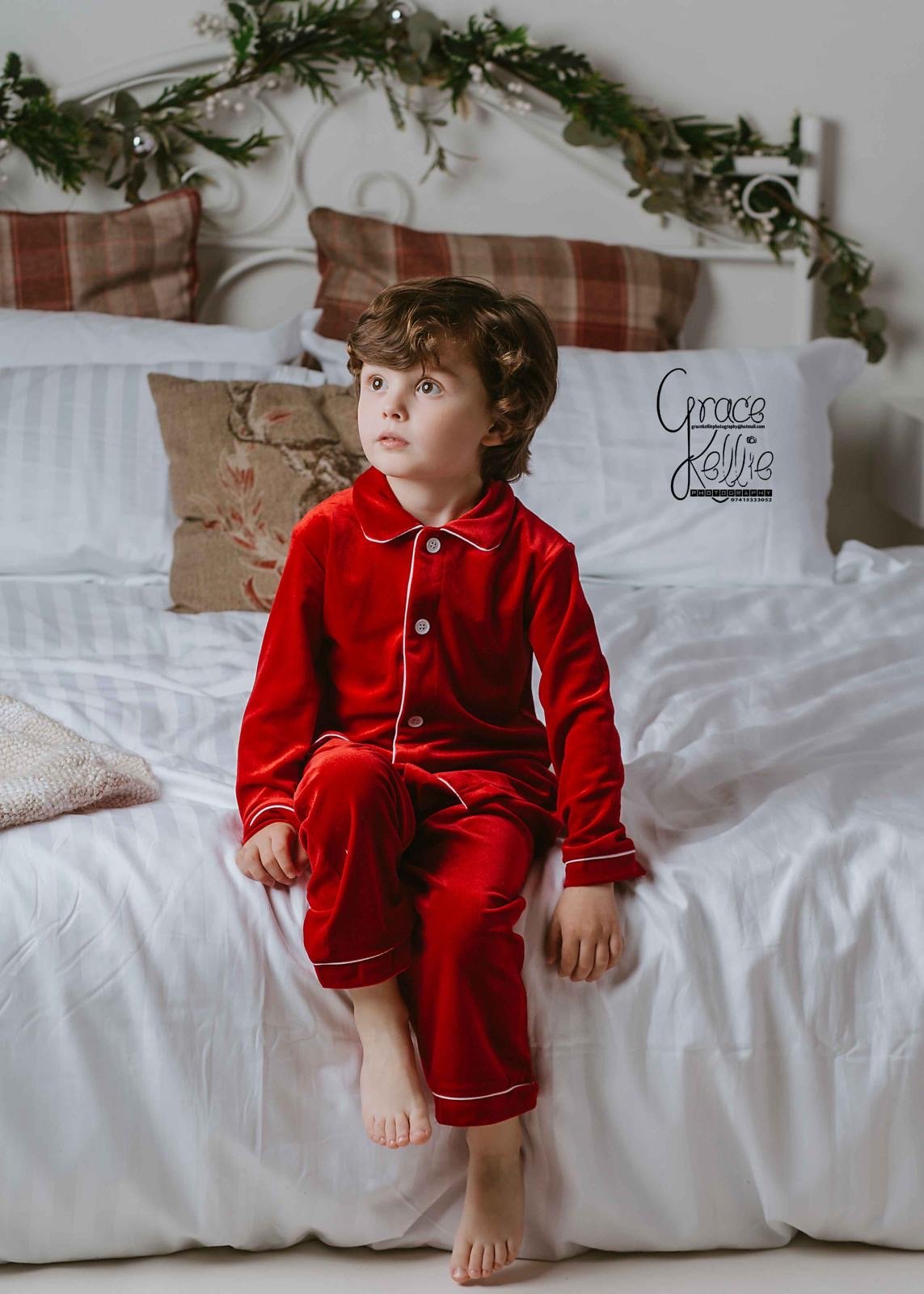 Boys Luxury Red Velvet Pyjamas - Pretty personal gifting