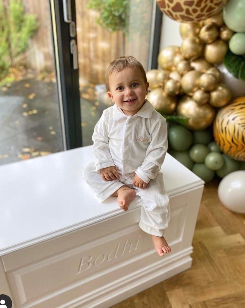 Boys Luxury White Velvet Pyjamas - Pretty personal gifting