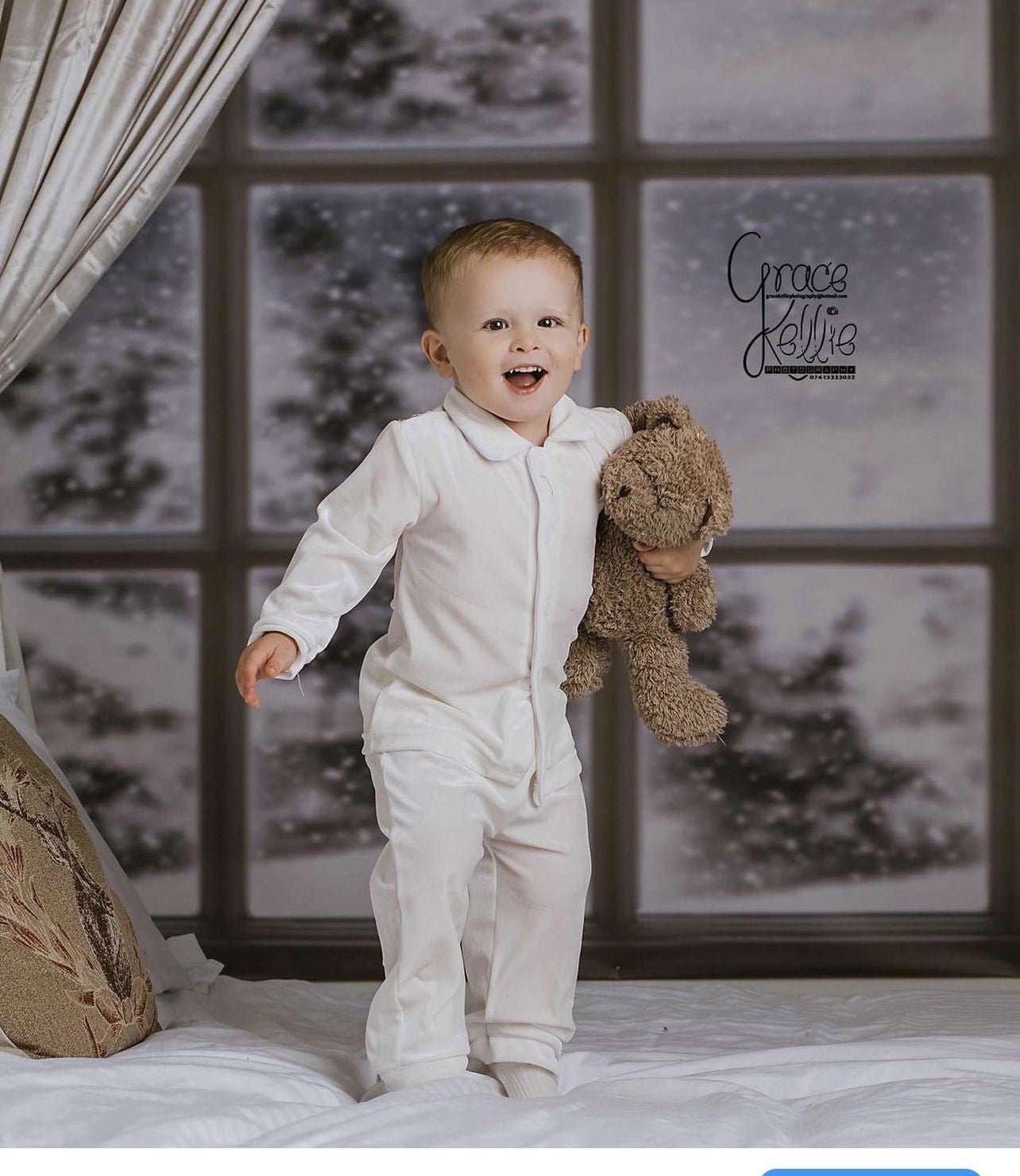 Boys Luxury White Velvet Pyjamas - Pretty personal gifting