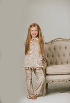 Girls Luxury Gold Velvet Frill Pyjamas - Pretty personal gifting