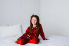 Girls Luxury Red Velvet Frill Pyjamas - Pretty personal gifting