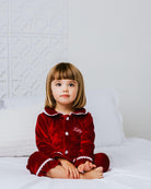 Girls Luxury Red Velvet Frill Pyjamas - Pretty personal gifting