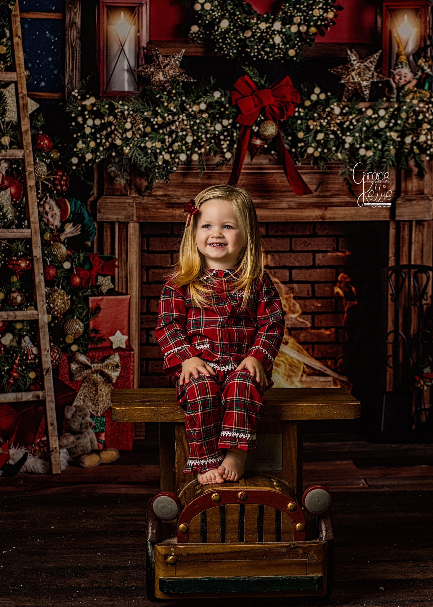 Girls Traditional Tartan Red Frill Pyjamas - Pretty personal gifting