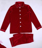 Men's Luxury Red Velvet Straight Leg Pyjamas - Pretty personal gifting