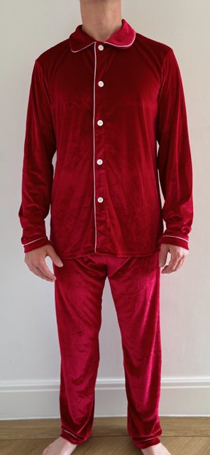 Men's Luxury Red Velvet Straight Leg Pyjamas - Pretty personal gifting