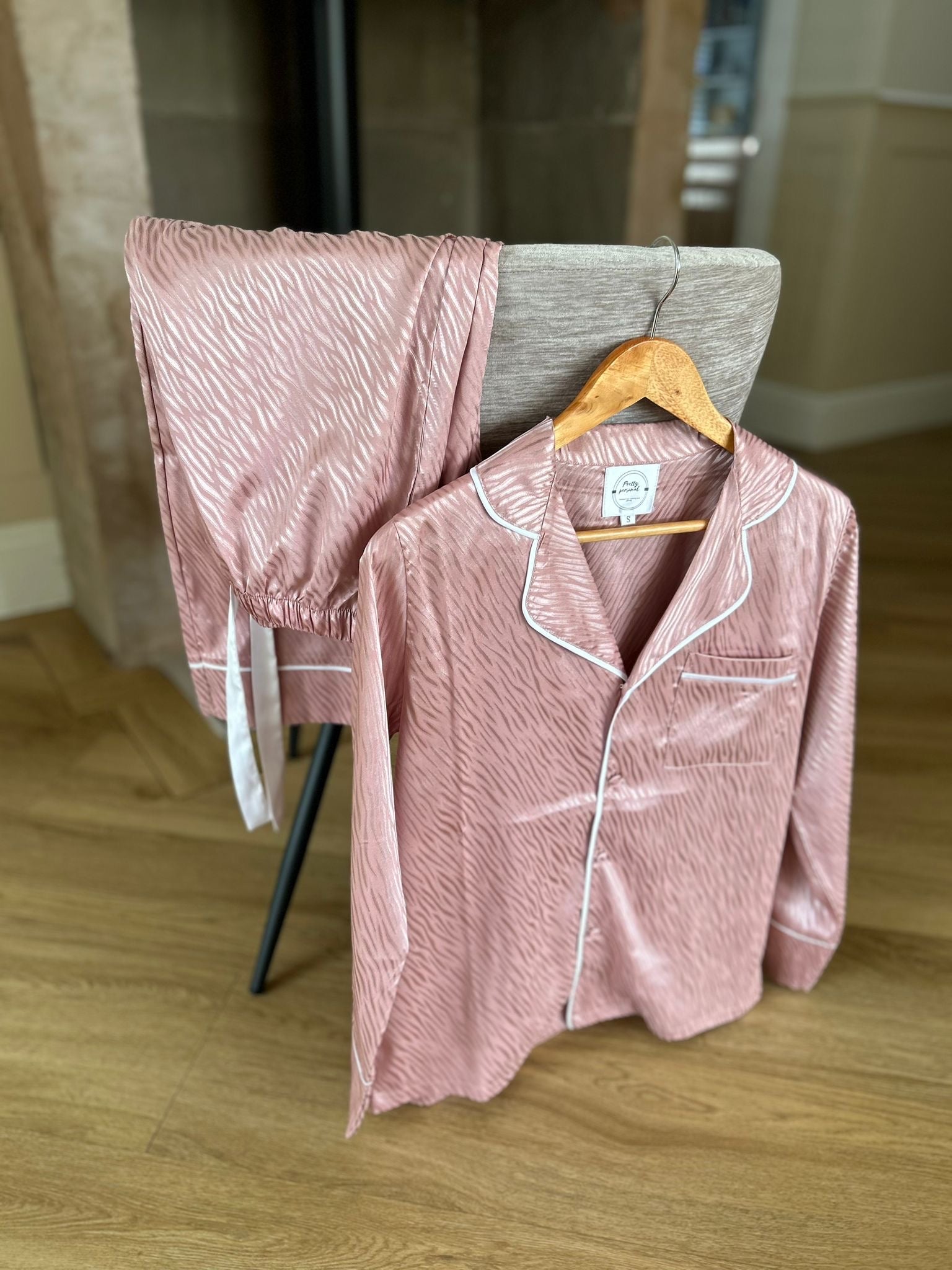 Women's Luxury Pink Zebra Print Satin Pyjamas - Pretty personal gifting