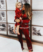 Women's Luxury Red Velvet Frill Pyjamas - Pretty personal gifting